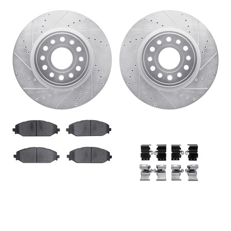 Dynamic Friction Co 7412-40025, Rotors-Drilled and Slotted-Silver w/Ultimate Duty Brake Pads incl. Hardware, Zinc Coated 7412-40025